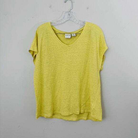 Rachel Zoe Yellow Short Sleeve Linen T Shirt Women’s Size L - Picture 1 of 6